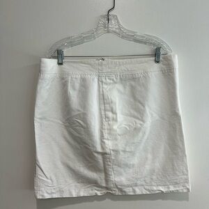 White Lined Linen Mini Skirt